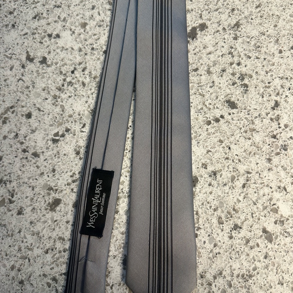 Yves Saint Laurent Silver Striped Tie